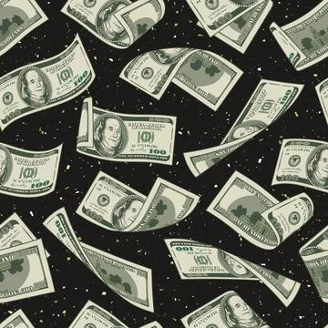 Money seamless pattern with 100 US dollar bills Illustrazione stock