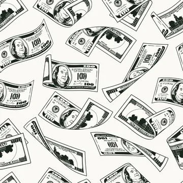 Money seamless pattern with 100 US dollar bills 库存插图