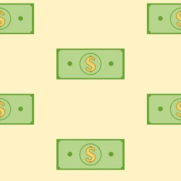 Money seamless pattern. Color background with cash, isolated vector elements. Stock Illustration
