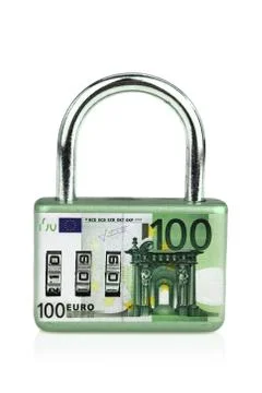 Money security padlock Stock Photos