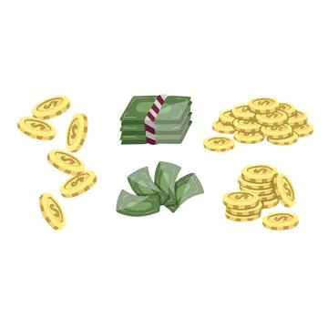Money set, wealth accumulation, vector illustration Stock Illustration