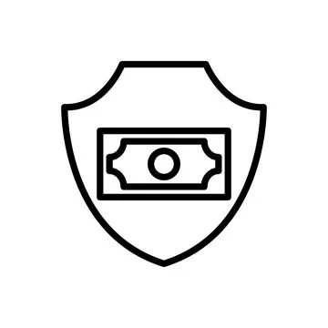 Money shield icon. Simple line, outline vector elements of bankruptcy icons for Stock Illustration