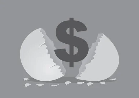 Money Sign From Opened Egg Shell Creative Cartoon Vector Illustration 스톡 일러스트