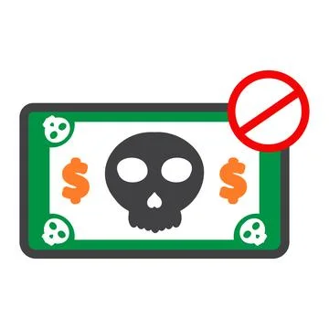 Money with skull icon	 Stock Illustration