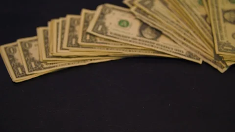 Money Slid Out on a Table Stock Footage 94159473