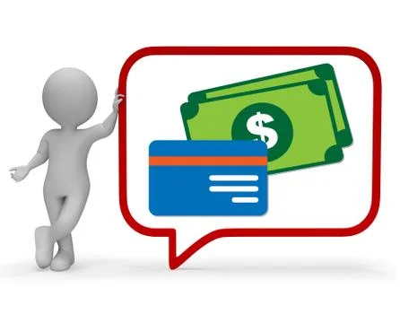 Money Speech Bubble Shows Chatting Speaking 3d Rendering Stock Illustration