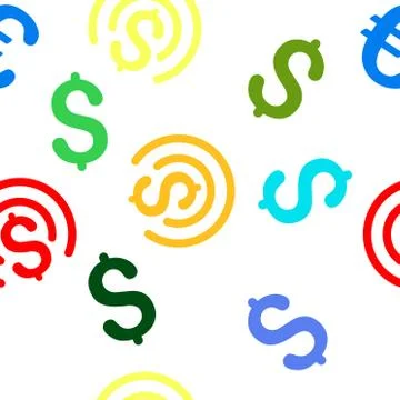 Money Sphere Flat Vector Seamless Pattern Stock Illustration