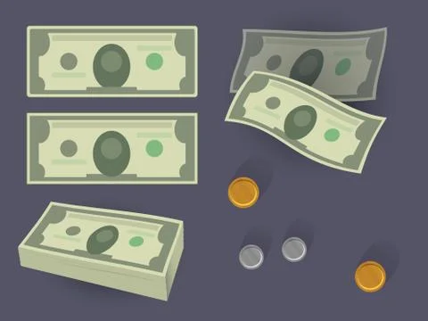 Money stack and coins Illustrazione stock