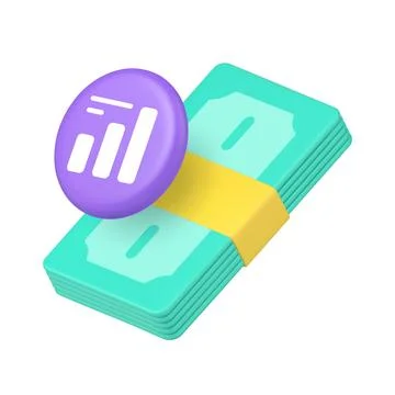 Money stack and growth chart icon for financial app and website design. Repre 스톡 일러스트