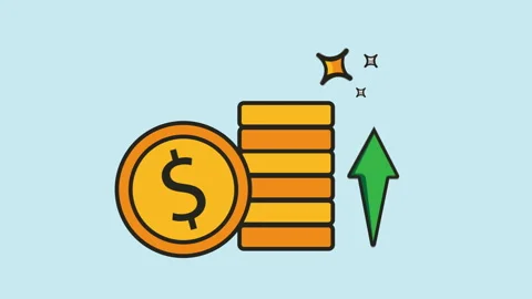 Money Stack and Upward Growth Arrow 2d Animation with Alpha Matte Stock Footage 339822129