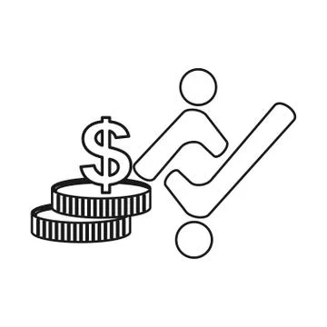 Money stack checklist Commitment Teamwork Together Outline Logo 스톡 일러스트