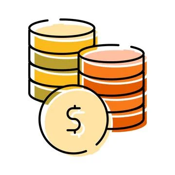 Money stack with coins and dollar symbol Stock Illustration
