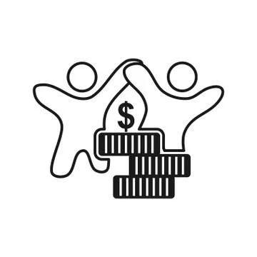 Money stack Commitment Teamwork Together Outline Logo 스톡 일러스트