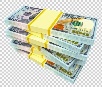 Money stack from dollars isolated on transparent png background. Stockillustratie