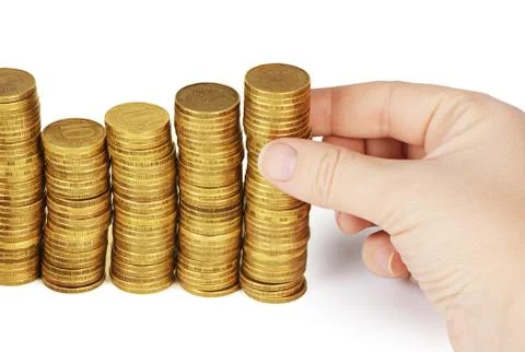 Money stack in hand  isolated on white background Stock Photos