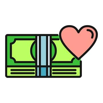 Money stack with heart symbol representing charity Illustrazione stock