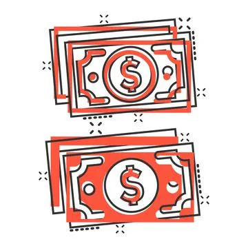 Money stack icon in comic style. Exchange cash cartoon vector illustration on Stock Illustration