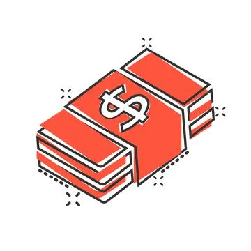 Money stack icon in comic style. Exchange cash cartoon vector illustration on Illustrazione stock