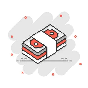 Money stack icon in comic style. Exchange cash cartoon vector illustration on Stock Illustration