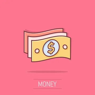 Money stack icon in comic style. Exchange cash cartoon vector illustration .. Stock Illustration