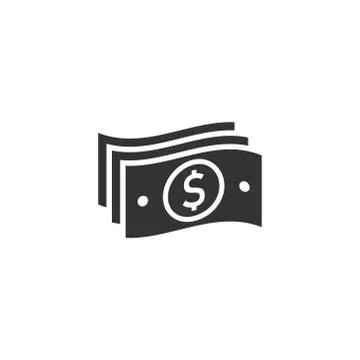 Money stack icon in flat style. Exchange cash vector illustration on white is 스톡 일러스트