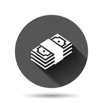 Money stack icon in flat style. Exchange cash vector illustration on black ro Stock Illustration