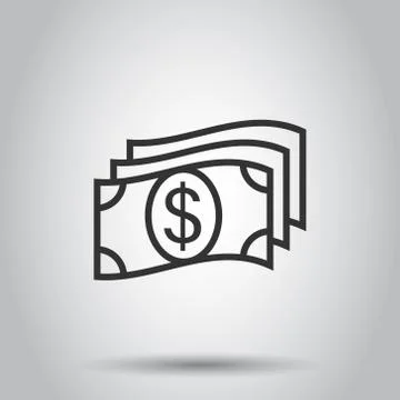 Money stack icon in flat style. Exchange cash vector illustration on white is Stock Illustration