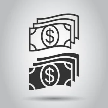Money stack icon in flat style. Exchange cash vector illustration on white is 스톡 일러스트