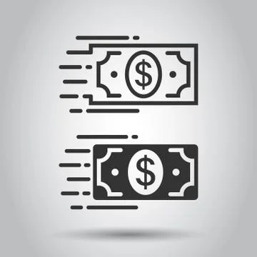 Money stack icon in flat style. Exchange cash vector illustration on white is Illustrazione stock