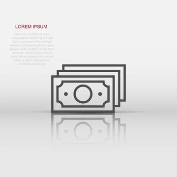 Money stack icon in flat style. Exchange cash vector illustration on white .. Illustrazione stock
