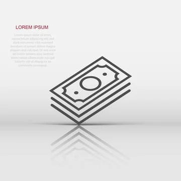 Money stack icon in flat style. Exchange cash vector illustration on white .. イラスト素材