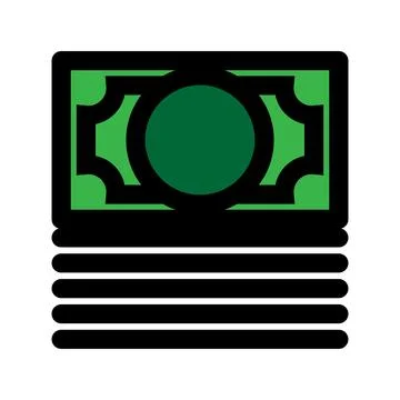 Money stack icon line isolated on white background. Black flat thin icon on.. Illustrazione stock