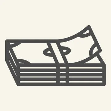 Money stack line icon. Banknotes vector illustration isolated on white. Bundle Stock Illustration