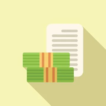 Money stack lying under paper bill document describing financial budget Stock Illustration