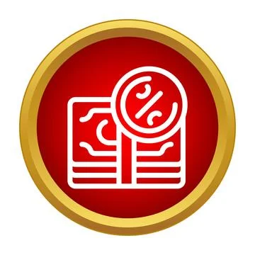 Money stack with percent sign icon flat style in red circle Stock Illustration