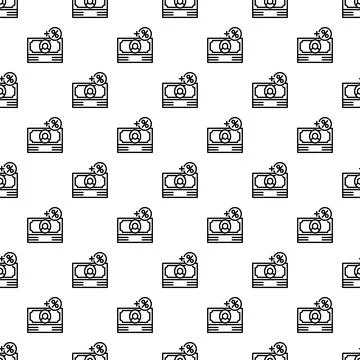 Money stack with percentage icon repeating pattern Stock Illustration
