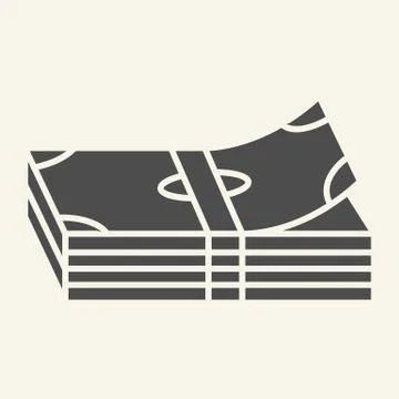 Money stack solid icon. Banknotes vector illustration isolated on white. Bundle Stock Illustration
