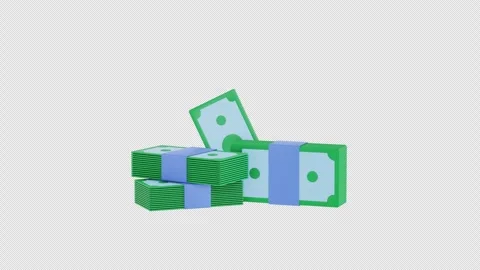 Money Stacks Animation. 3d Render. Golde 