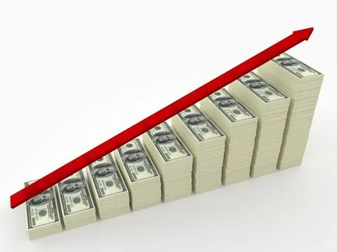 Money stacks with  arrow Stock Illustration