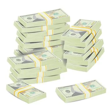Money Stacks Vector. Realistic Concept. 3D Dollar Banknotes. Cash Symbol. Money Illustrazione stock