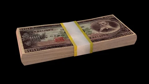 Money stacks - yen loop Stock Footage 87459720