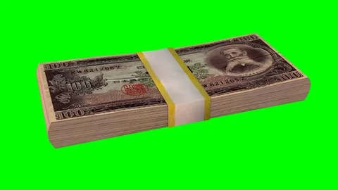 Money stacks - yen loop Video stock 87459728