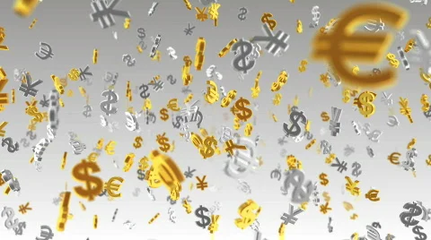 Money Symbol 2A dollar Euro Yen w HD Stock Footage