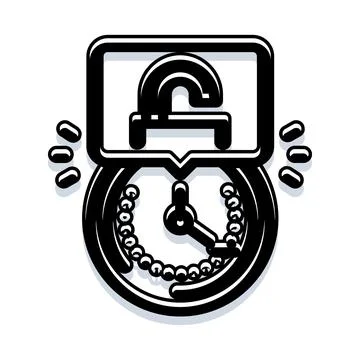 Money symbol security padlock unlocking financial access Stock Illustration