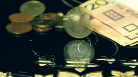 Money on a table Stock Footage 68374996