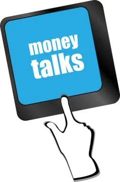 Money talks on computer keyboard key button Illustrazione stock