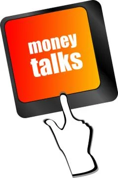 Money talks on computer keyboard key button Illustrazione stock