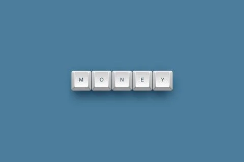 Money text on a 3d keyboard button with shadow concept series Ilustración de archivo
