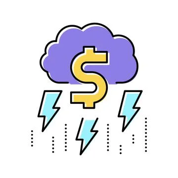 Money thunder and lightning color icon vector illustration Illustrazione stock
