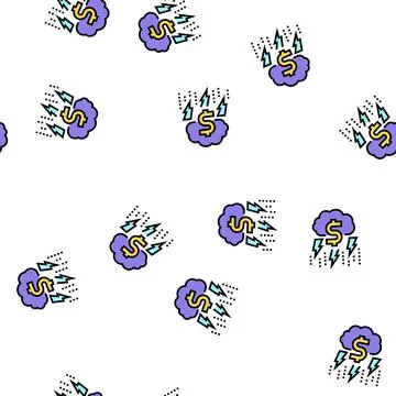 Money thunder and lightning vector seamless pattern Stock Illustration